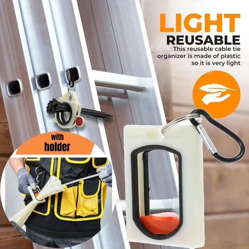 New Cable Tie Organizer Portable Glow Fluorescent Storage Reusable Storage Cable Tie Holder Cable Ties Storage Tool Qme