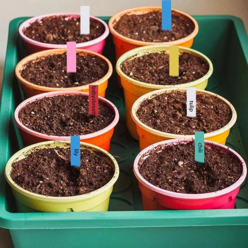 Reusable Waterproof Plant Markers Plastic Plant Stakes Multicolor Write-on Tags Potted Plants Vegetable Seedlings Flower Labels Qme