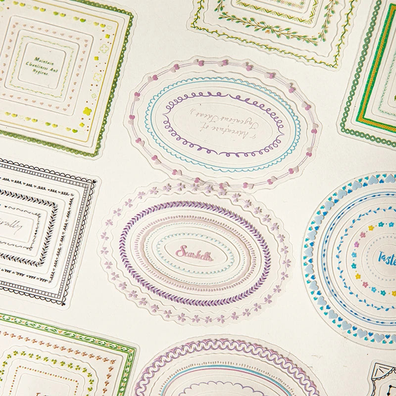 Multi-layer Border Die-cut Sticker , Fresh Watercolor Style for Journal Collage, Gift Wrapping, Photo Album Decoration Qme