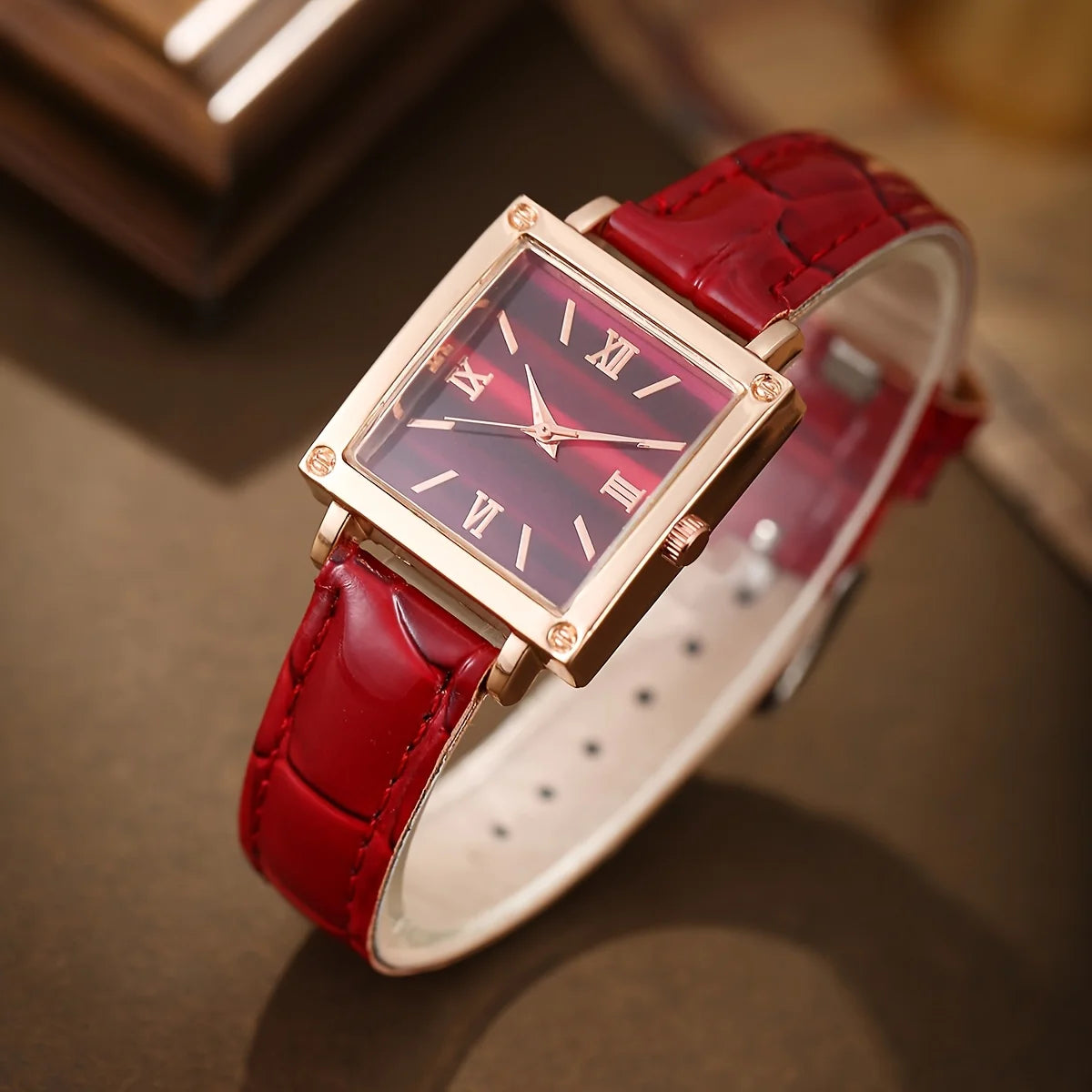 5PCS Romantic Valentine's Day Set, Light Luxury Elegant Watch+Same Color Jewelry Set, Send Girl a Message Qme