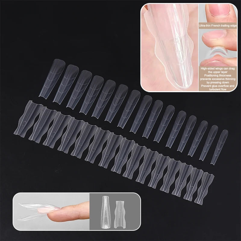 Coffin Dual Forms Nail Extension Sandwich Molds 15 Sizes Reusable Qme