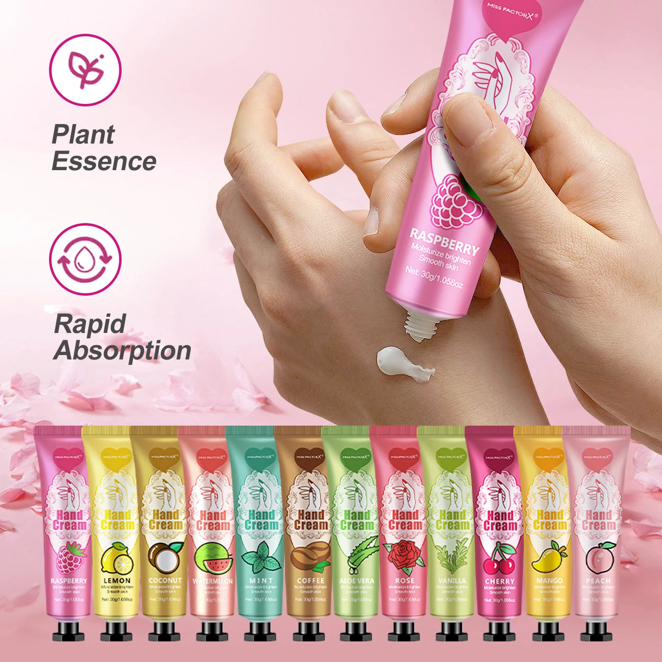 12 Hand gift Hand cream and lip balm set Friends Party Gift with love net bag and thank you card Holiday gift Qme