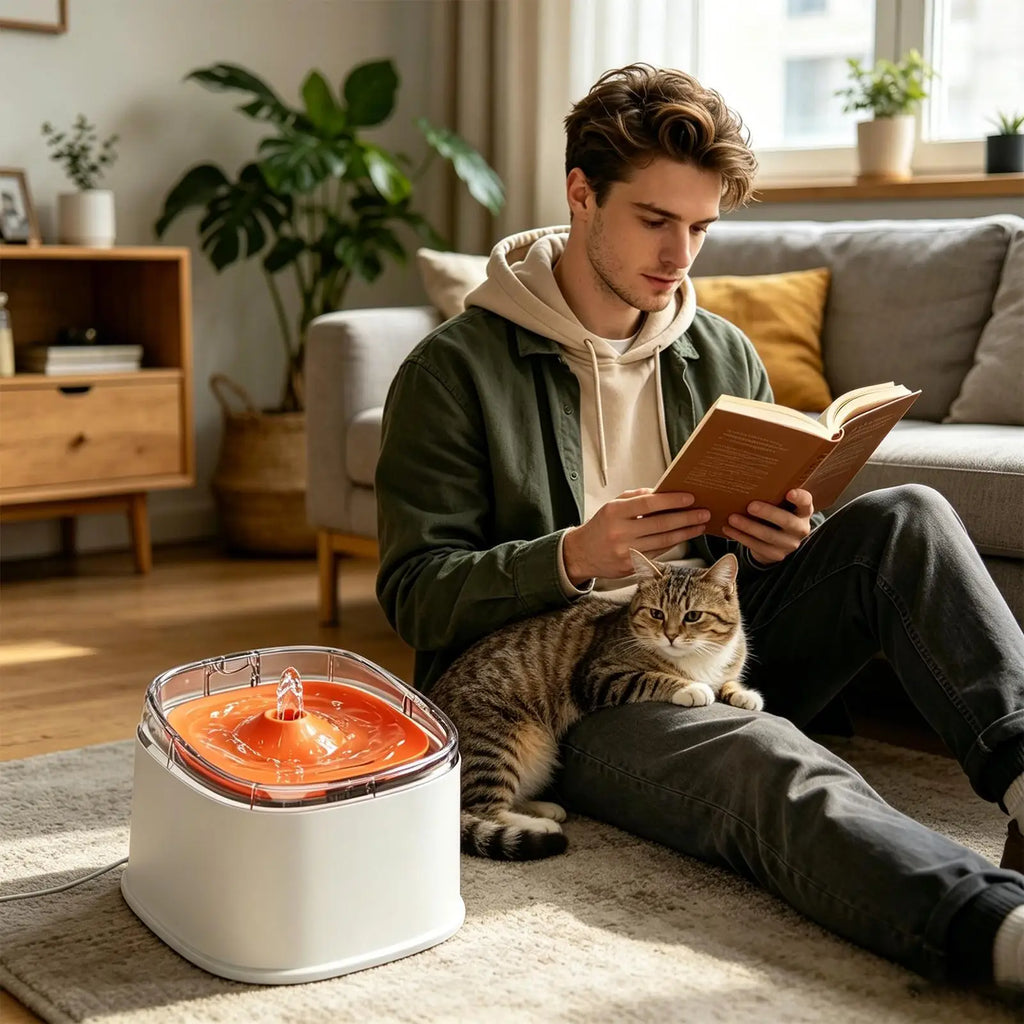 Cat Fountains Quiet Automatic Easy Feeder Pad Water Home House Indoor Qme
