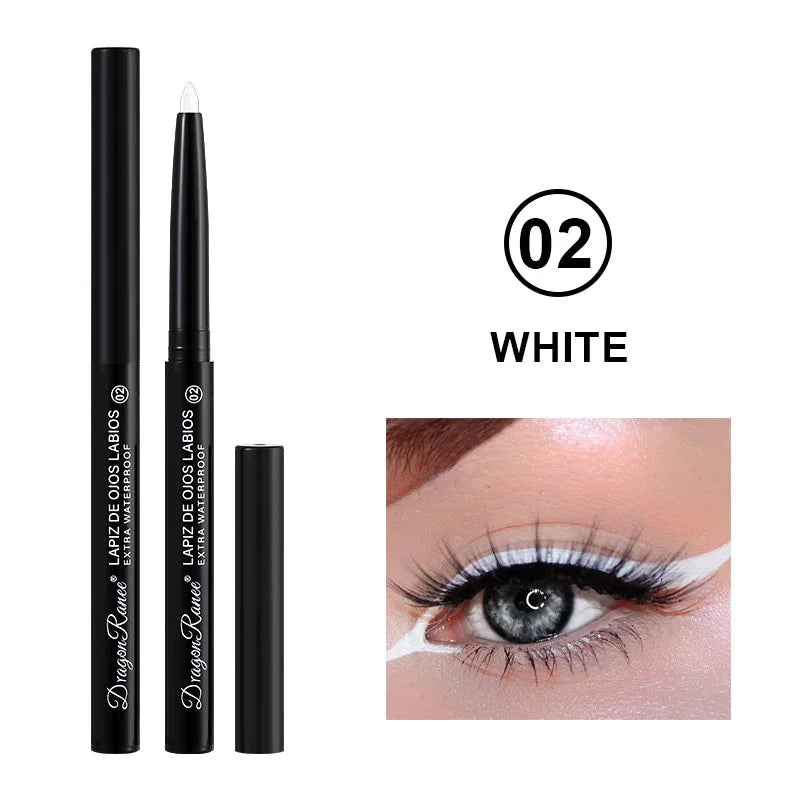 Matte/Pearlescent Eyeliner Gel Pencil Smooth Waterproof White Black Eye Liner Lying Silkworm Pen Cream Makeup for Eyes Qme 02 White Matte