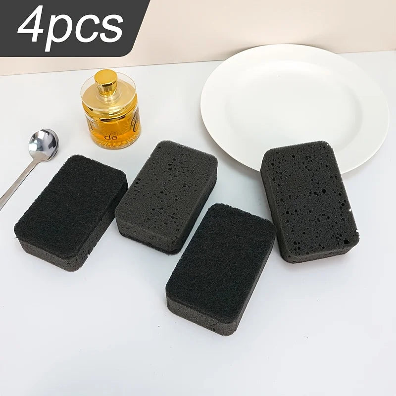 Double Sided Kitchen Sponge Black Seaweed Dishwashing Sponge for Pot Pan Cleaning Qme