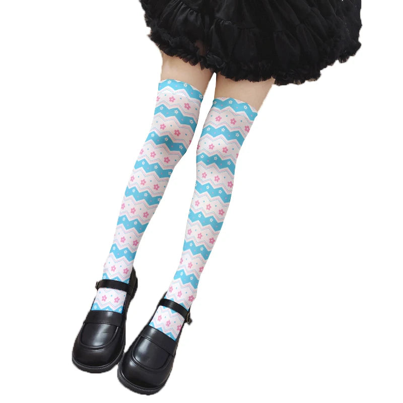 Cute Sweet Loli Stockings Fashion 3d Printing Striped Love Kawaii Qme style10 One Size