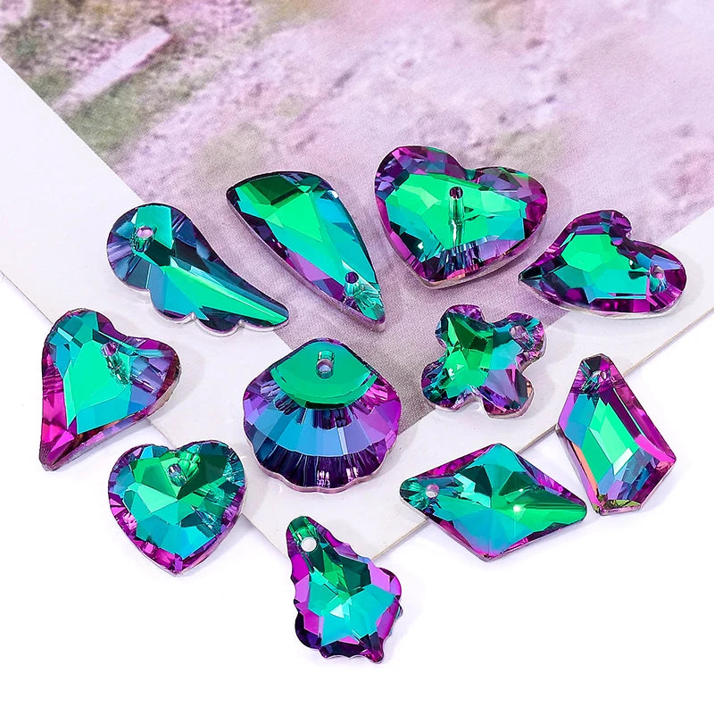 Crystal Pendant Beads Bright Color Single Hole Charm Glass Jewelry Beads Gems For Jewelry Making Supplies DIY Earrings Bracelet Qme