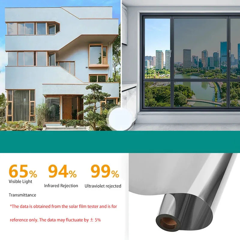 Privacy Protection Home Insulated Glass Film Windows Balcony Sunscreen Unidirectional Mirror Window Film Stickers Qme C 40x100cm
