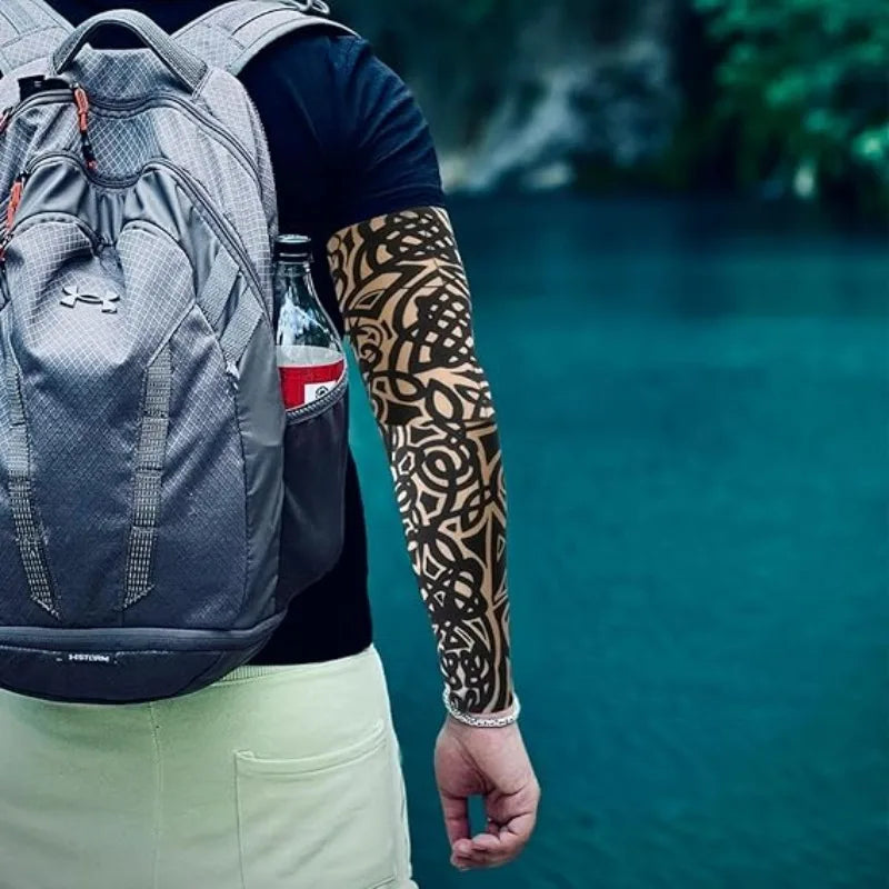 Unisex Tattoo Arm Sleeves Cover Arms Sun Protection UV Cool Print Qme
