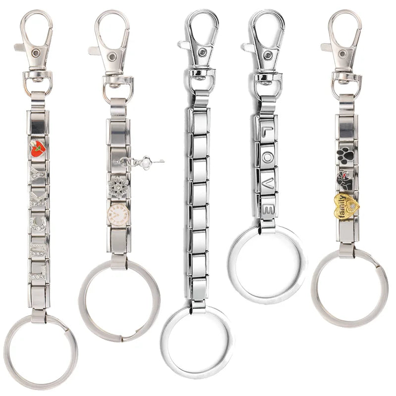 Personalized DIY Making Italian Link Charm Bead Key Chain Creative Decoration Removable Accessories Creative Gifts Silver Color Qme