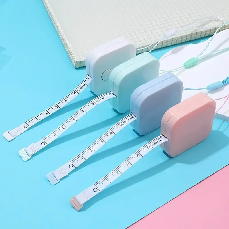 1.5m Mini Tape Measures Metric Imperial Macaron Ruler Children Height Ruler with Keychain Gift Tape Measure Compact Carry Around Qme