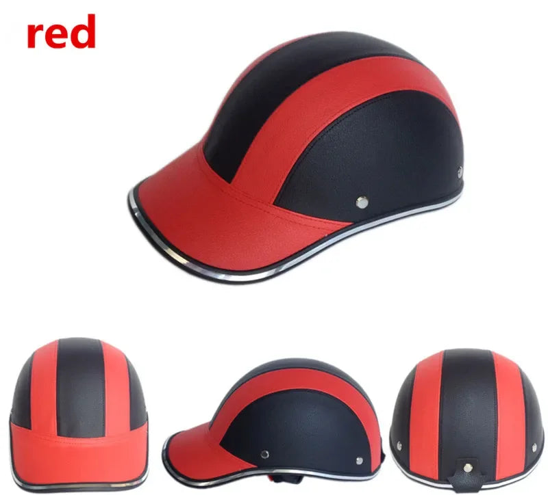 ESCAM Safety Helmet Motorcycle Helmet Half Helmet Summer Electric Car Men Women Personality Baseball Helmet Protection Qme Red