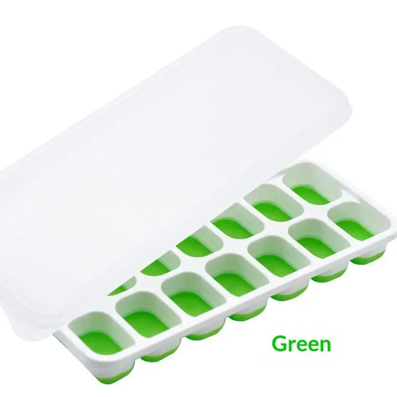 14 Grid Cube Tray Silicone Mold Square Maker Non-toxic Durable Bar Qme Green