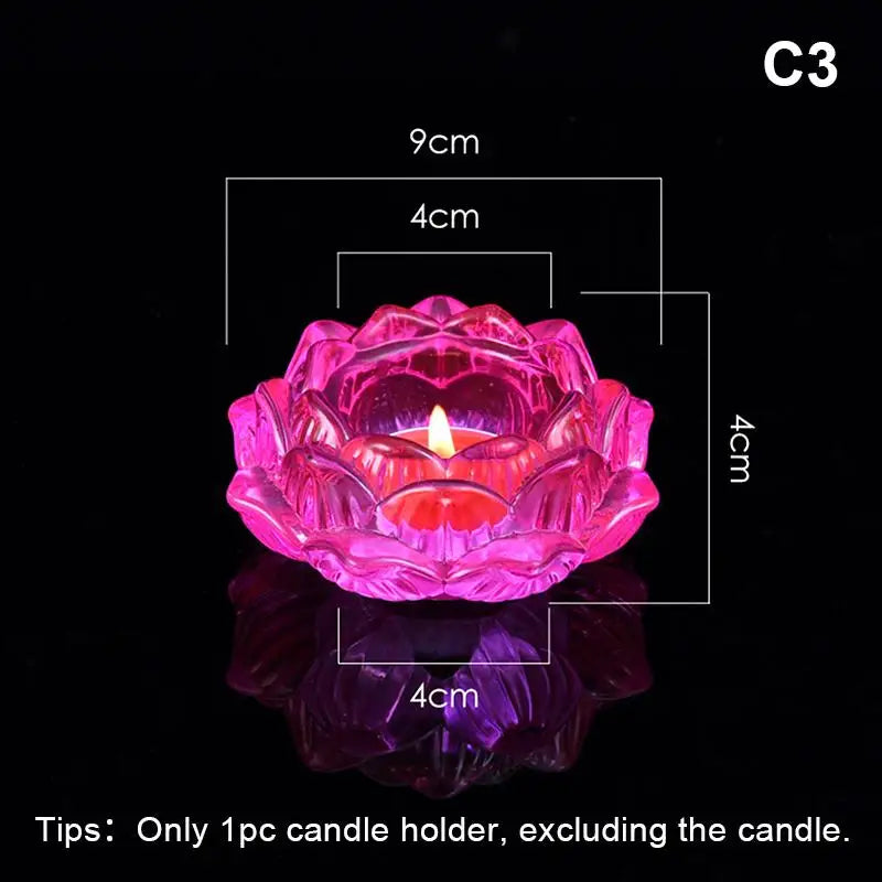 Glass Lotus Candle Holder Windproof Heat Resistant Suitable Use As Qme C3