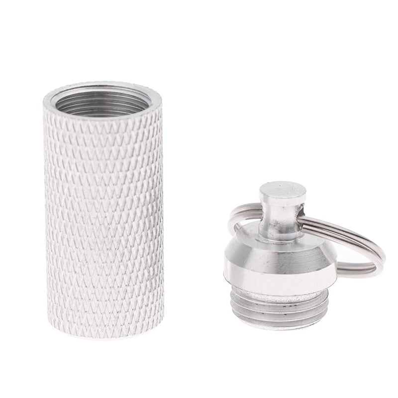 Aluminum Alloy Waterproof Pill Shaped Box Bottle Holder Container Qme
