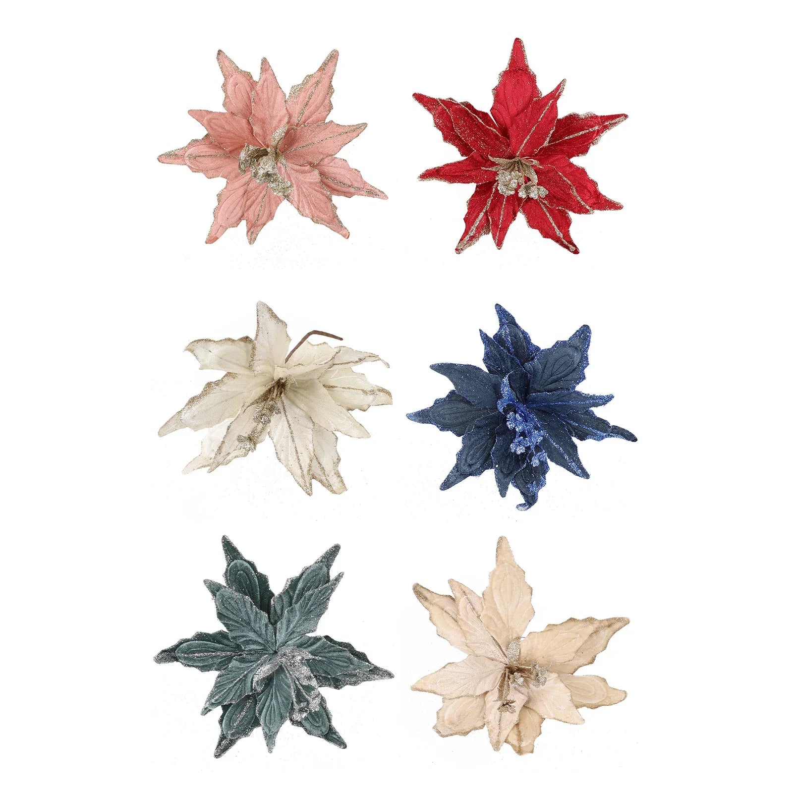 1pc Glitter Artificial Christmas Poinsettia Flowers Xmas Tree Decorations Home Fake Flowers Christmas Ornaments New Year 2024 Qme