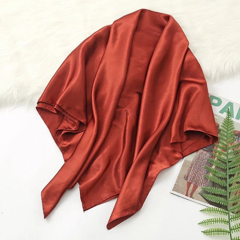 90 Big Headwraps Solid Colors Neckerchief Hijab Women Satin Headband Qme A19