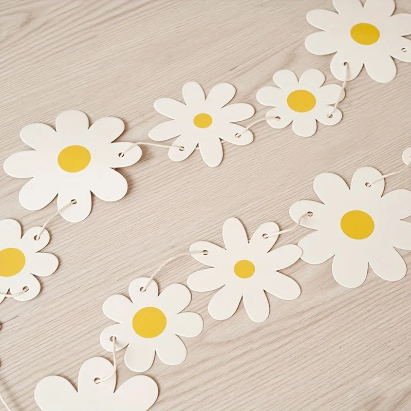 12 White Daisy Flower Decoration Banners Qme