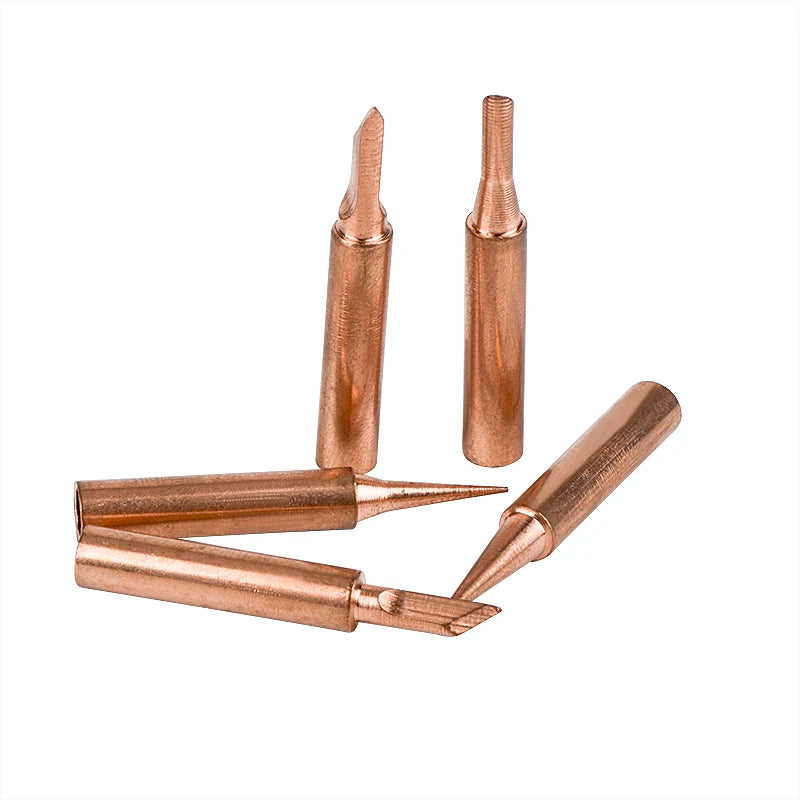 900M-T Series Copper Soldering Tips Set I B K 3C 2.4D Shapes Welding Iron Head for Electronic Repair Welding Maintenance Tools Qme