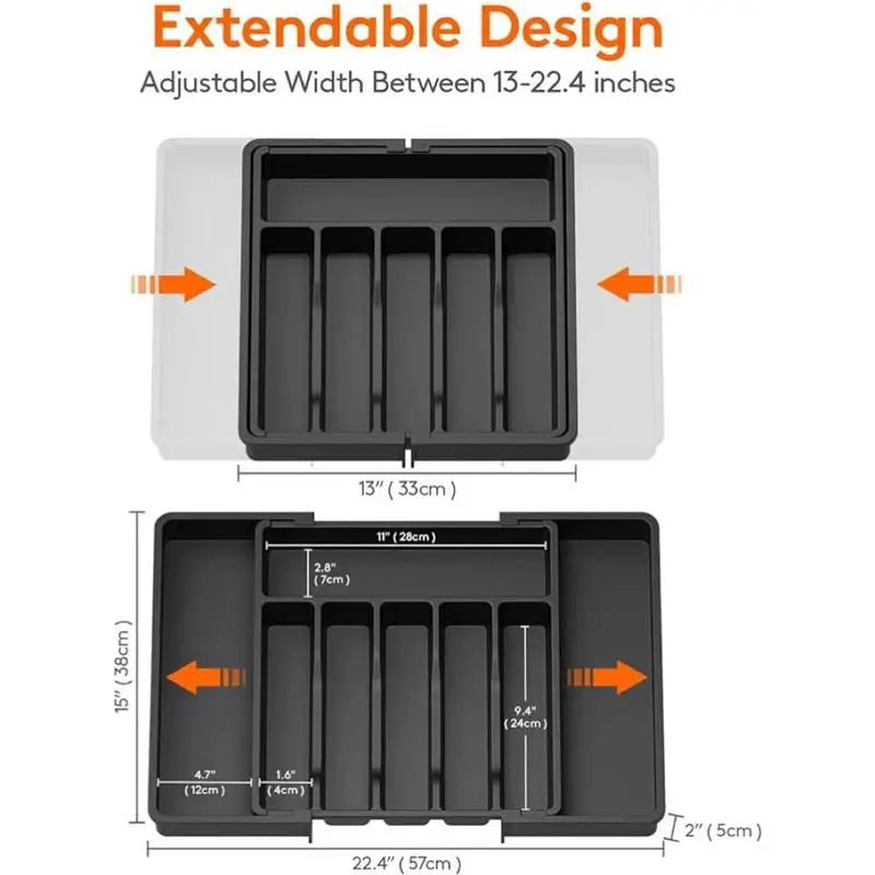 Adjustable Cutlery Tray Drawer Organizer Kitchen Expandable Utensil Qme