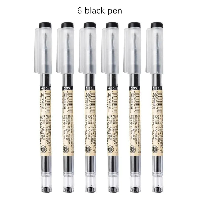 3-12pcs/set Fine Point Pen 0.35mm Black Blue Red Ink Gel Pen Ballpoint Pen School Office Student Writing Stationery Supply Qme 6 black