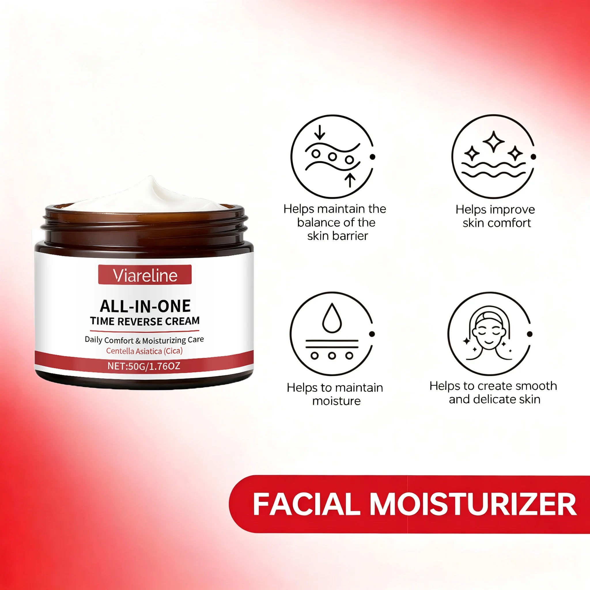 Centella Acid Time Reverse Cream All-In-One Daily Moisturizing Face Cream for Smooth Hydrated & Radiant-Looking Skin Face Cream Qme