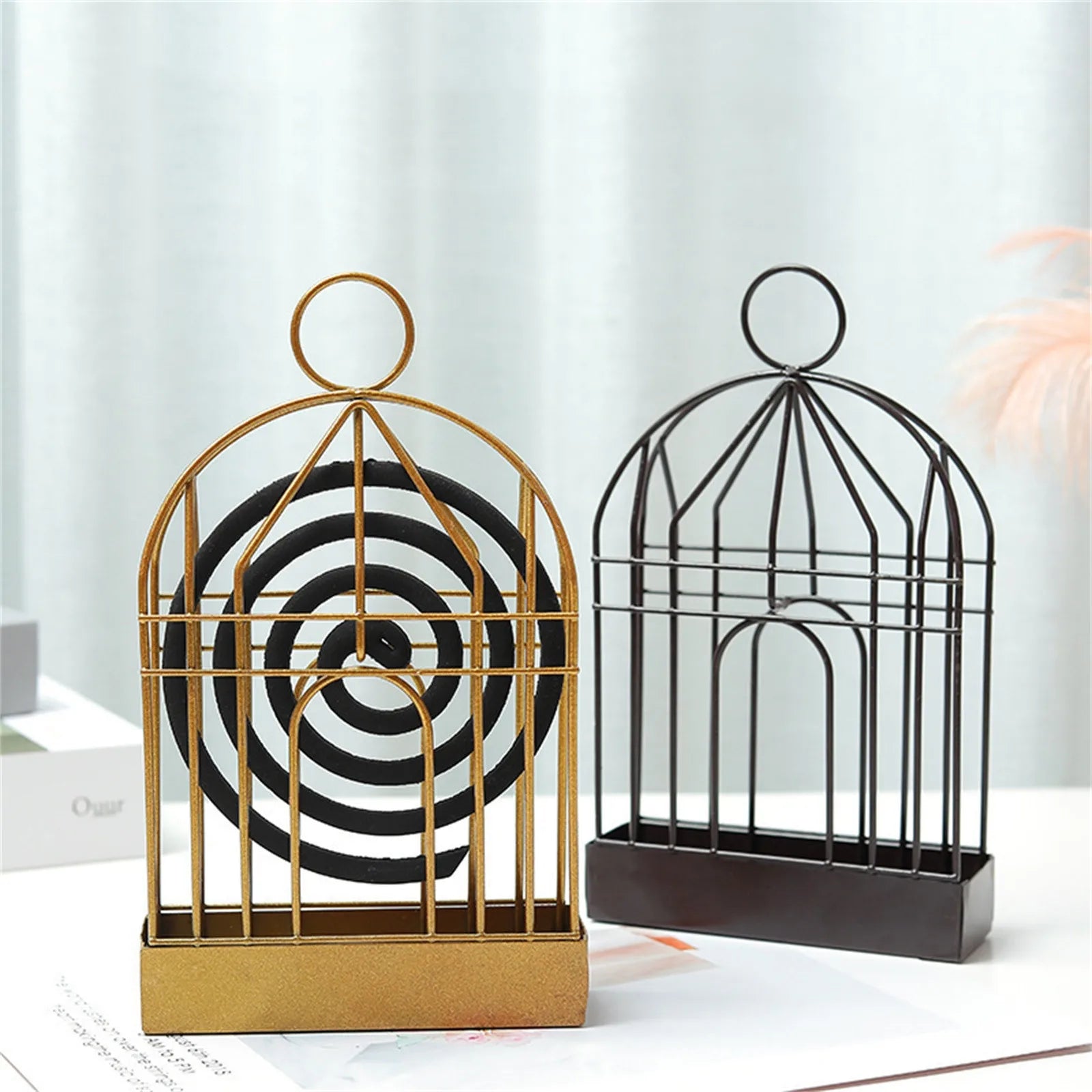 Vintage Wrought Iron Mosquito Cage Nordic Style Spiral Mosquito Repellent Incenses Rack Plate Home Decoration Qme