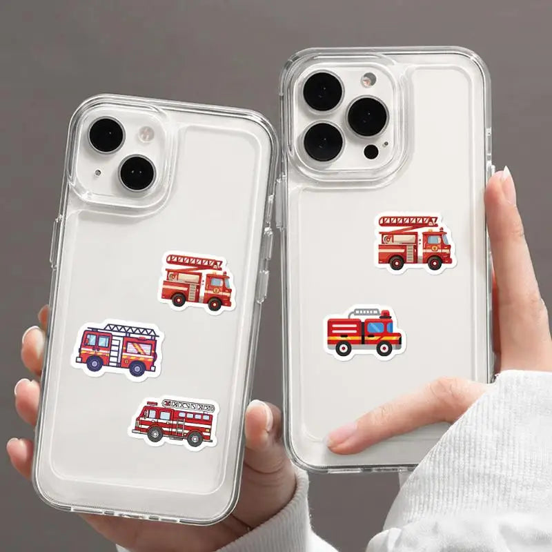 Cartoon Art Fire Truck Roll Graffiti Stickers Scrapbooking Living Qme