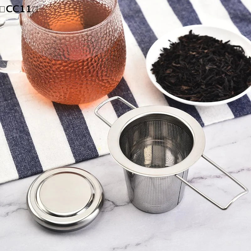 Stainless Steel Mesh Tea Infuser Lid Reusable Cup Strainer Loose Leaf Qme
