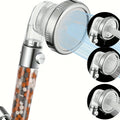 High-Pressure 3-Mode One-Click Water Stop Showerhead - Multi-Functional Handheld Filter Sprayer with Adjustable Settings Qme Transparent