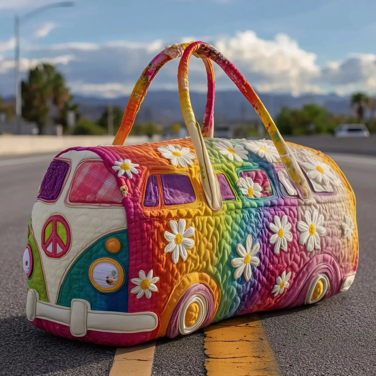 Women 3D Quilting Craft Travel Duffel Bag Fashion Sun Mountain Forest Qme A22