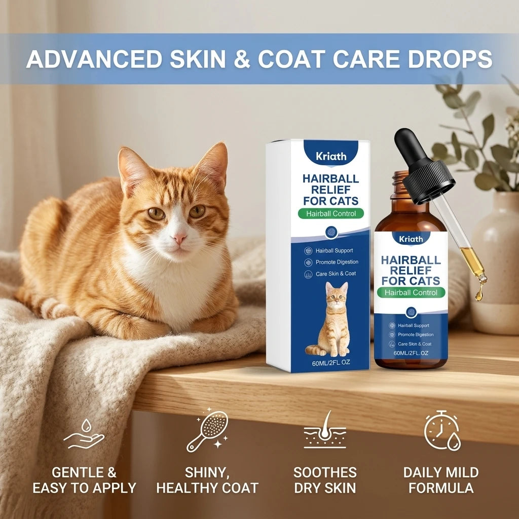 Cat Hair Care Drops Nourishing Dry & Sensitive Skin Smoothing Fur Boost Glossy Reduce Hairball Build-Up Pet Coat Care Supplement Qme