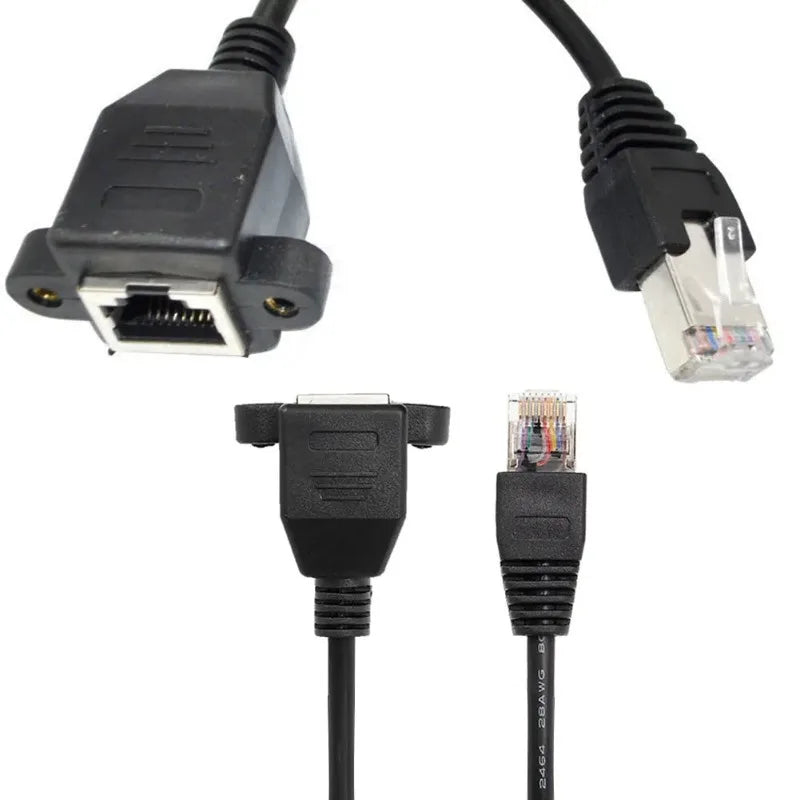 5pcs ESCAME 30cm 60cm Extension Network LAN Screw Cable Panel Male To Female Mount Ethernet Qme
