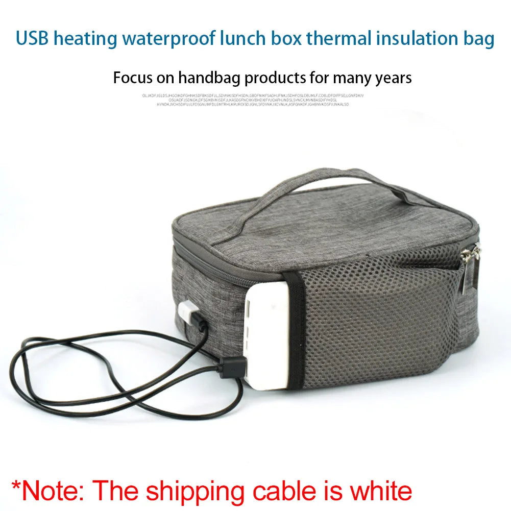 USB Heating Lunch Box Bag Electric Lunch Bag Oxford Cloth Electric Food Heater Waterproof Large Capacity for School Picnic Qme