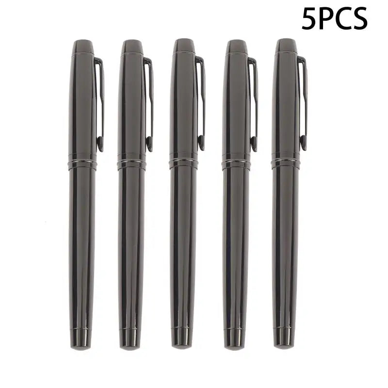 Silver Gray Fountain Pen Medium Creative Daily Writing Lridium Tip Qme 5PCS