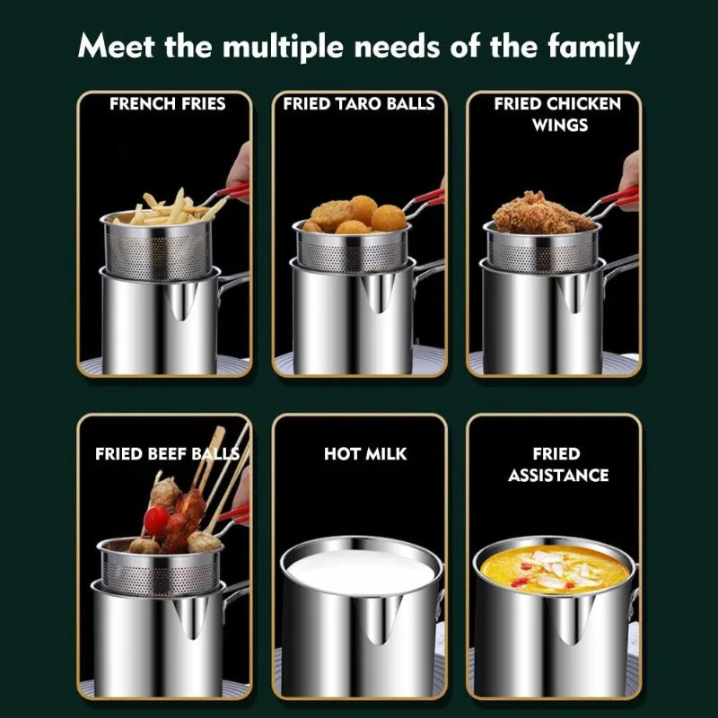 Stainless Steel Fryer Household Small Oil Pan Filter French Fries Qme
