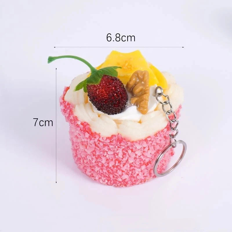 Artificial Coconut Cream Mousse Dessert PU Simulation Cake Fake Food Model Refrigerator Sticker Home Kitchen Decoration Prop Qme A5 6.8x5.8cm