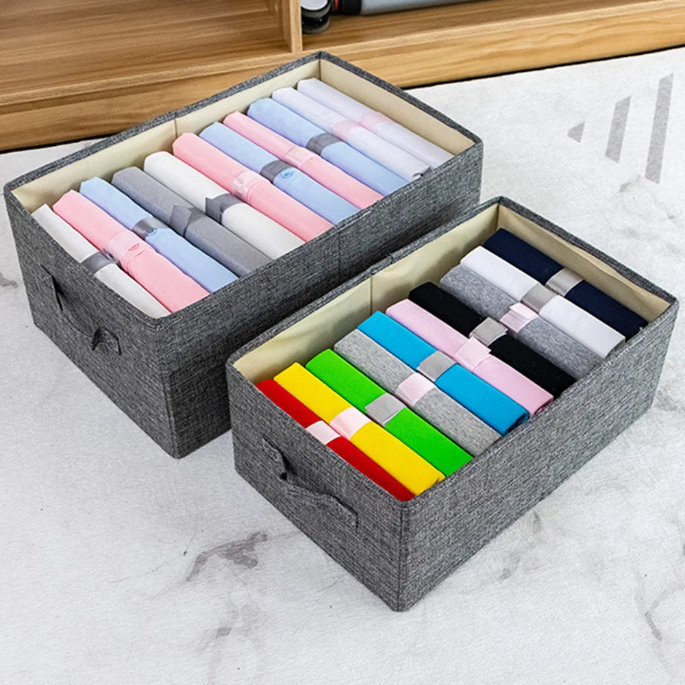 Double-Door Drawer Style Foldable Cotton Linen Storage Box Thickened PP Board Clothes & Pants Organizer Washable Qme