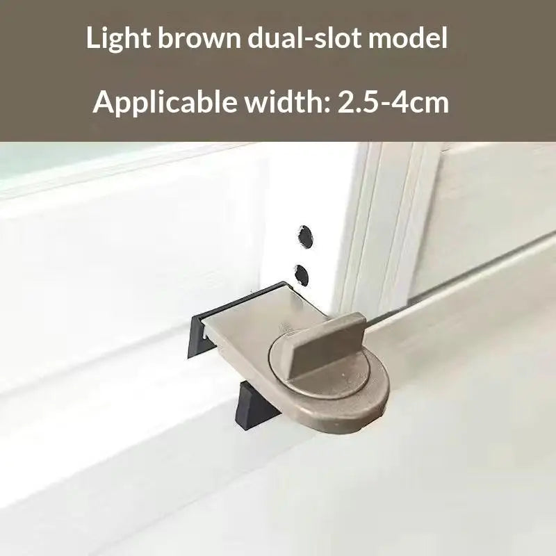 No-drill Sliding Door Lock Child Safety Windows High-rise Anti-fall Qme Brown
