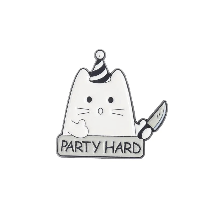 Cartoon Cat Enamel Pin I'm Fine Quote Metal Cute Animals Knife Badge Lapel Clothes Brooch Jewelry Gift Backpack Gift for Friends Qme Style 5