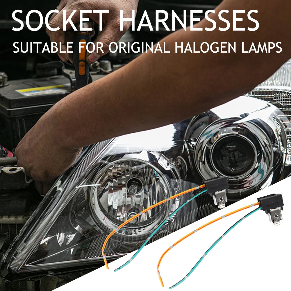 2Pcs Headlight Lamp Bulb Socket Wire Headlight Lamp Bulb Wiring Harness Connector Socket Extension Wiring Harness for H1 Bulb Qme