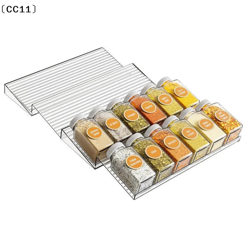 Clear Plastic Expandable Spice Rack Organizer Tilted Design Kitchen Qme