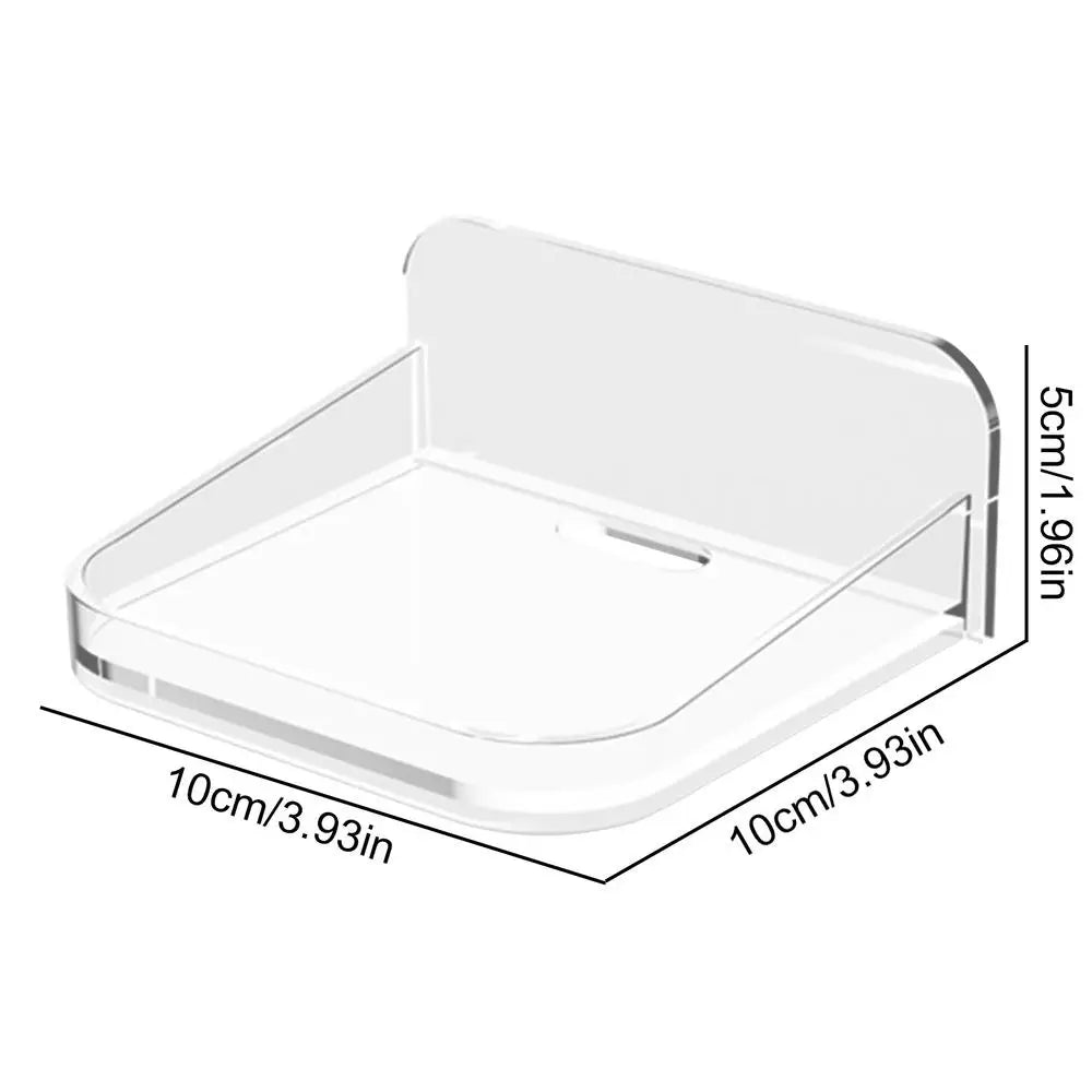 Small Shelf Wall Mount Tiny Wall Shelf Security Camera Bracket Holder Floating Display for Window Apartment Renter Bedroom Dorm Qme Transparent