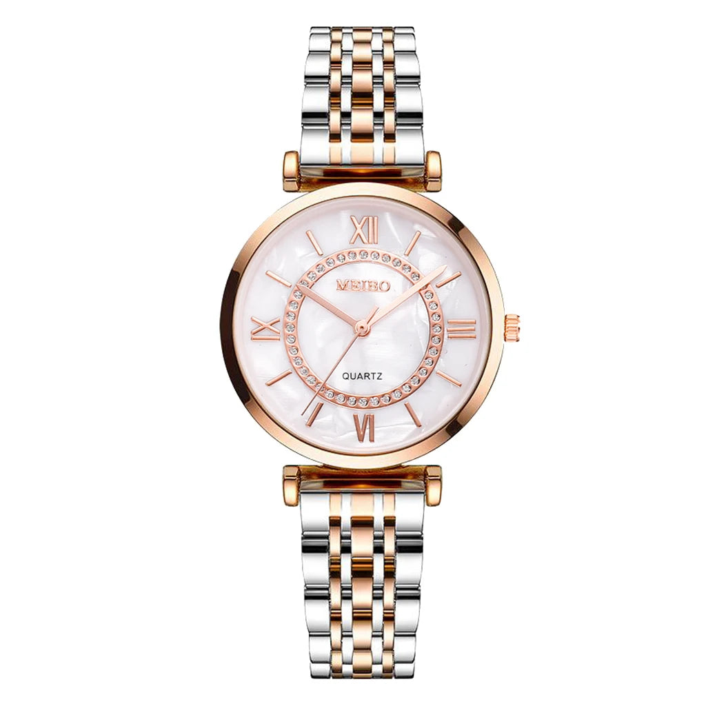 Luxury Crystal Women Bracelet Watches Top Brand Fashion Diamond Ladies Quartz Watch Steel Female Wristwatch Montre Femme Relogio Qme Rose gold