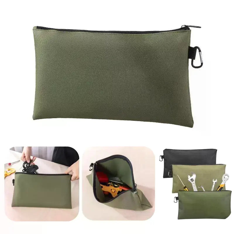 Multipurpose Storage Tool Pouches Premium Tool Bag With Zipper And Carabiner For Camping Woodworking Electrician Gardening Qme