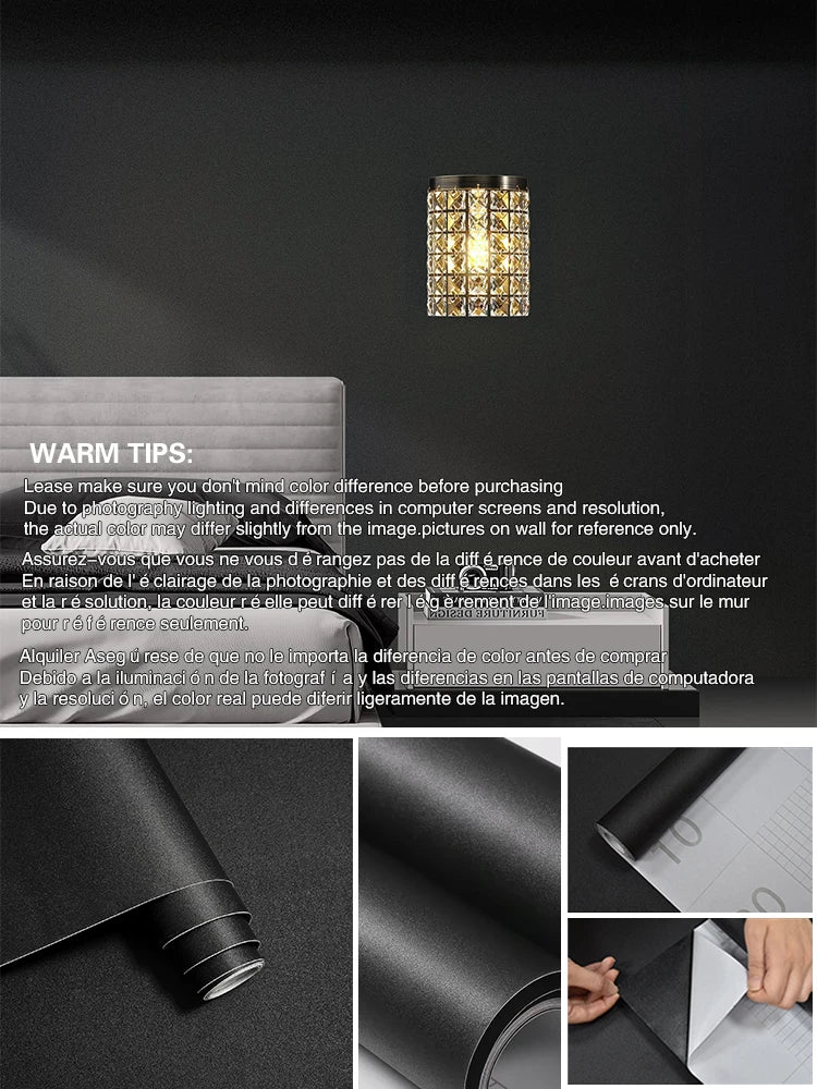 Solid Vinyl Self Adhesive Contact Paper Peel Stick Wallpaper Wall Qme Black 1 50x500cm