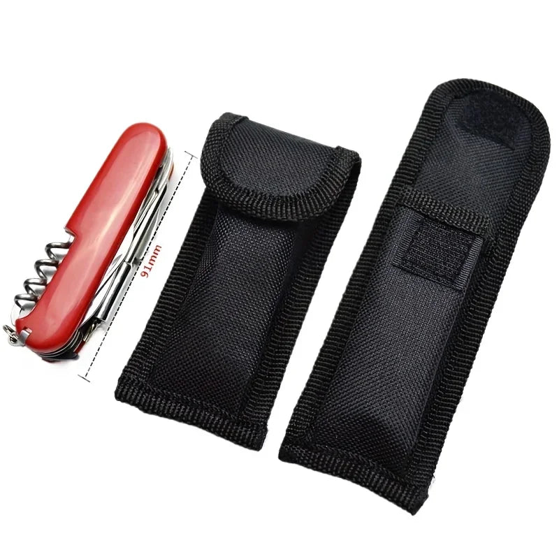 Durable Nylon Folding Knife Sheath - Double-Layer Oxford Cloth Storage Pouch for Shockproof Multi-Tool Organizer Qme
