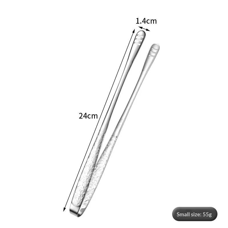 Stainless Steel Barbecue Tongs Kitchen Vegetable Reusable Meat Qme Silver 24cm