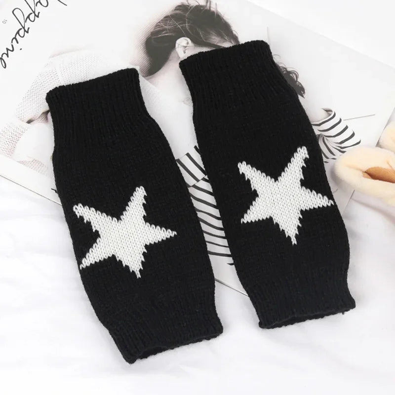 Knitted Half Finger Gloves Women's Warm Soft Winter Mittens for Girl Guantes Y2K Sleeve Girls Lolita Goth Fingerless Gloves Qme A-1 Length -20cm
