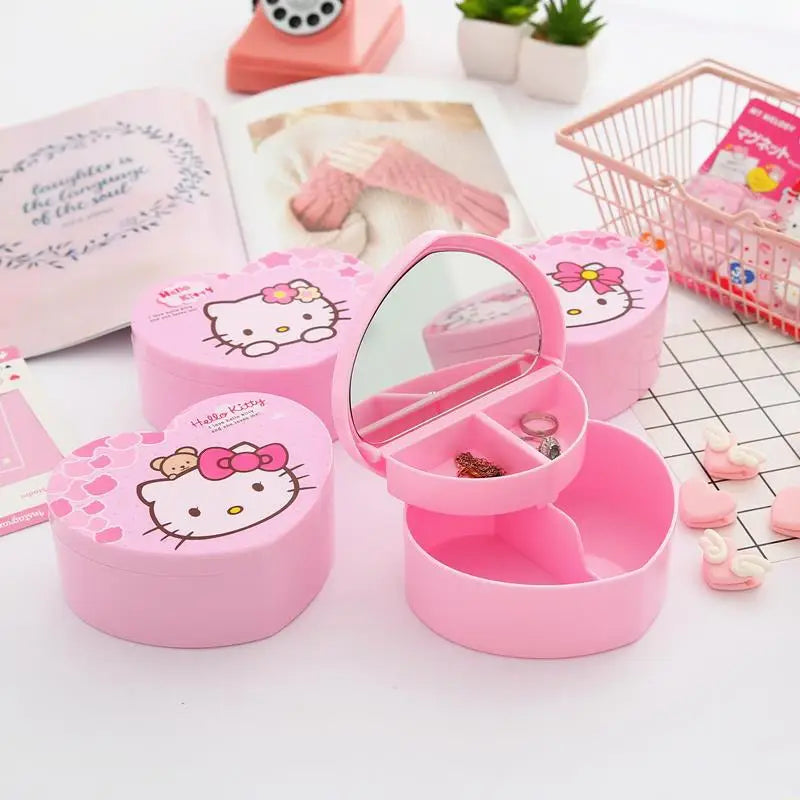 Hello Kitty Cartoon Portable Storage Box Cute Earring Jewelry Qme 1 Random Styles
